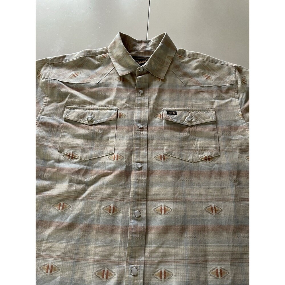 Howler Bros Men's Large H Bar B AOP Western Short Sleeve Pearl Snap Shirt